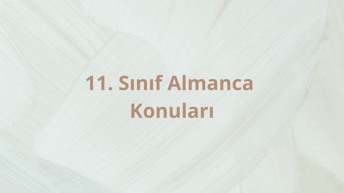 11. Sınıf Almanca Konuları ve Müfredatı
