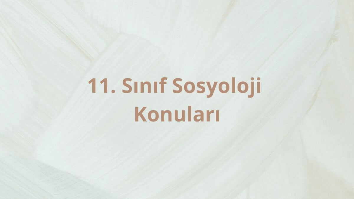 11. Sınıf Sosyoloji Konuları ve Müfredatı